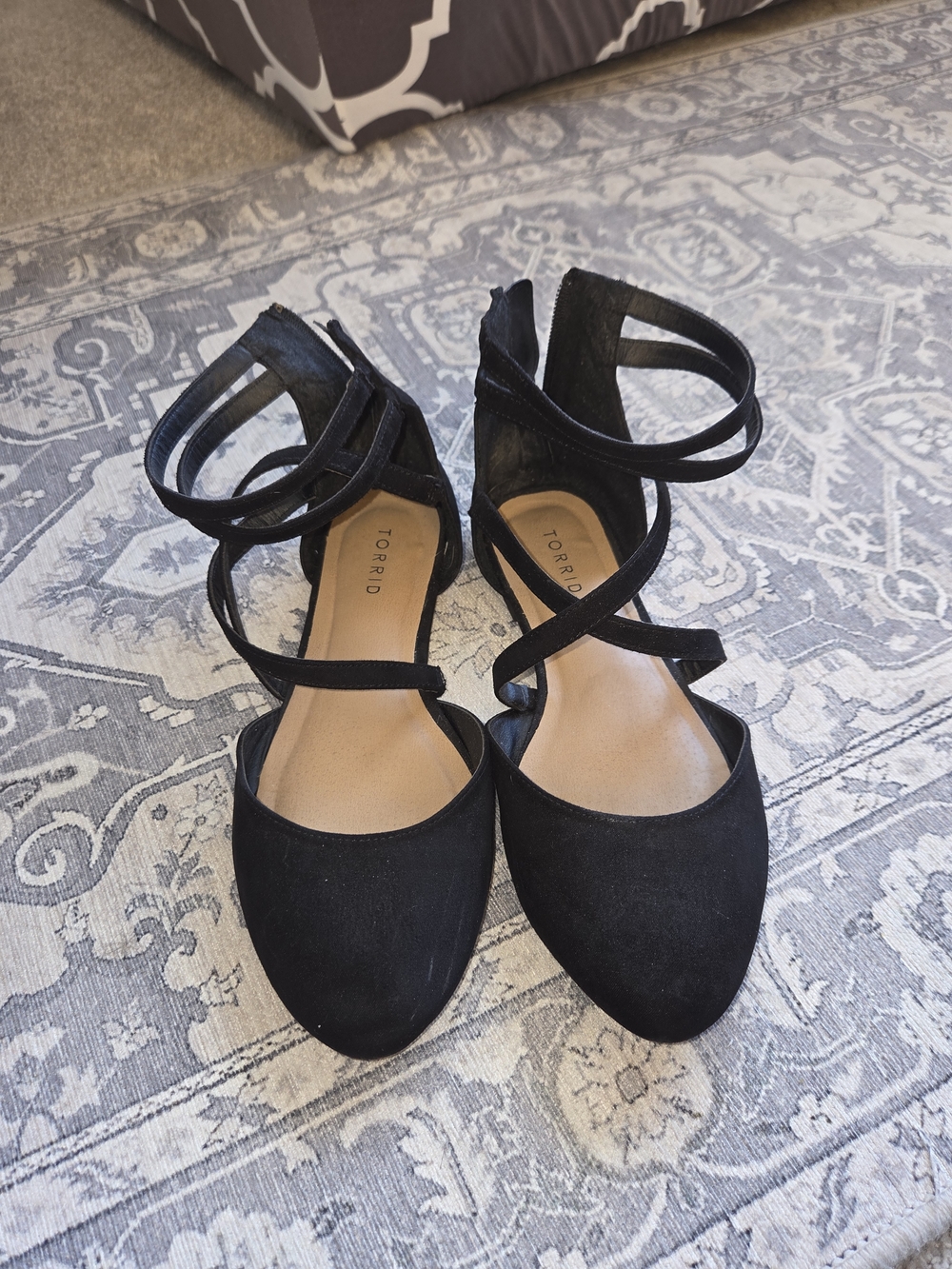 torrid Black Suede-Look Pointed Toe Wrap Flats